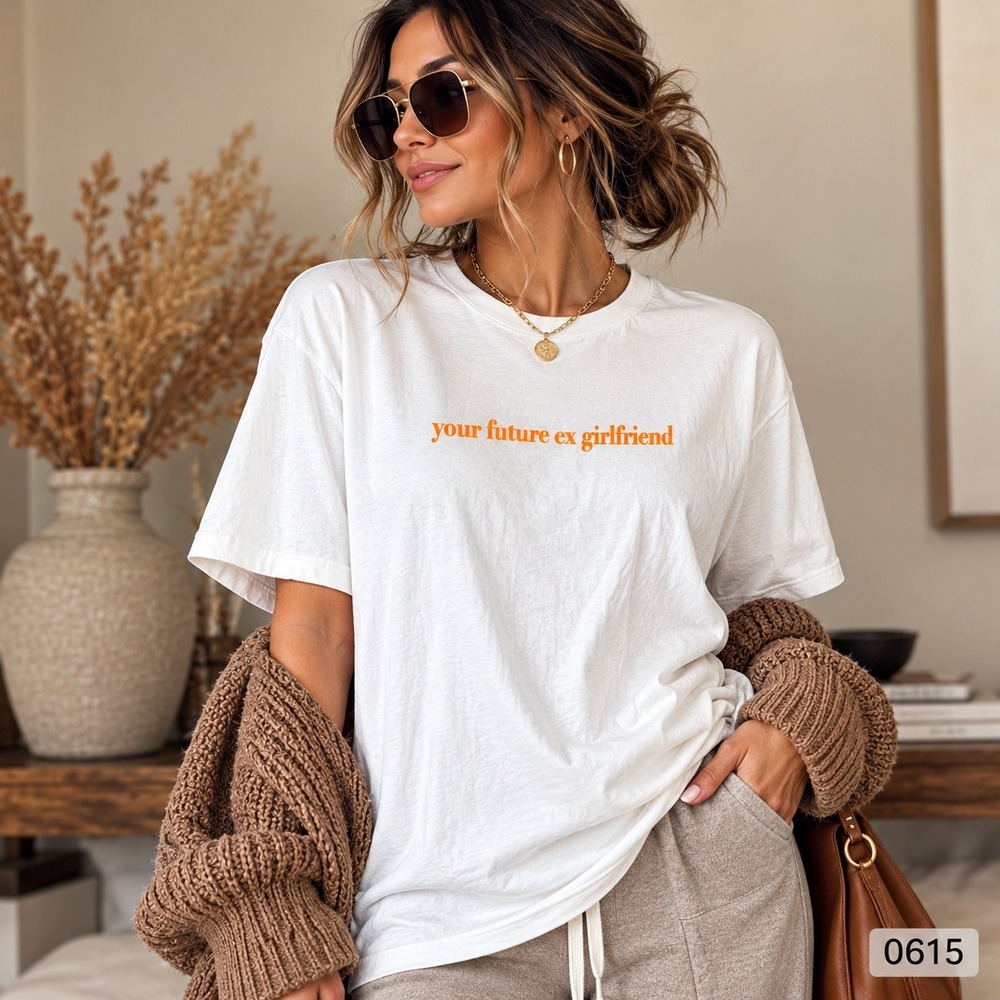 Senes Your Future Ex Girlfriend Graphic T White Cotton Italy Women L/XL 0615
